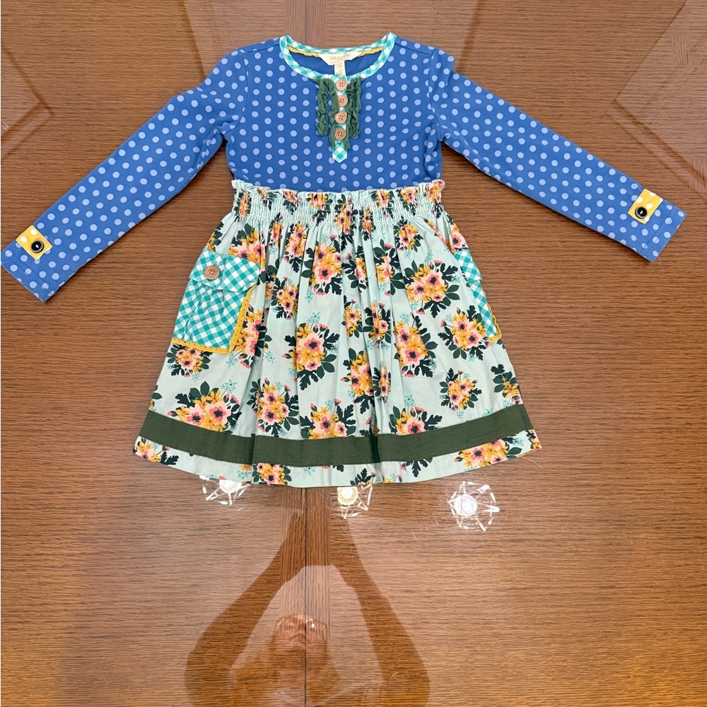 Matilda Jane Blue Polka Dot and Floral Dress